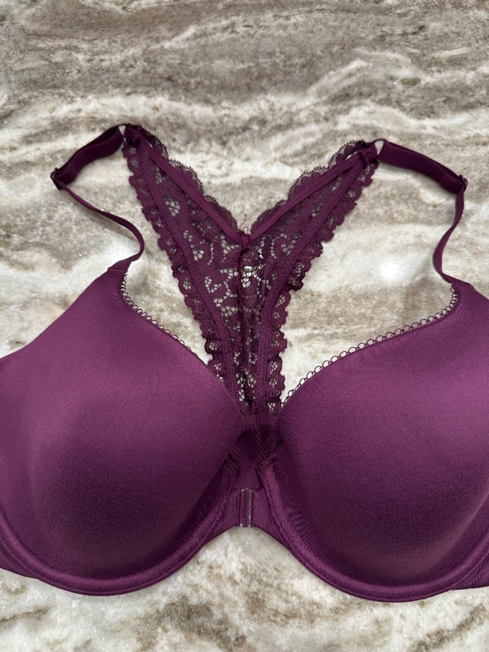 Purple Victoria's Secret bra with lace detail